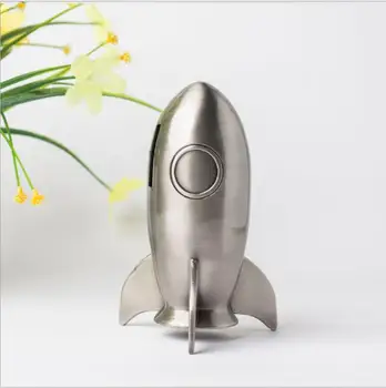 

Europe rocket model piggy bank Metal kids coin saving box bank saving money storage box for Children's gifts crafts SNG055