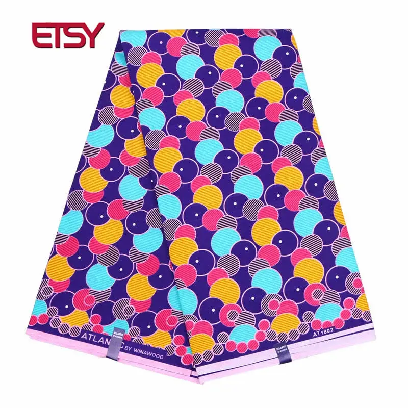 Полиэстер воск печатает ткань Анкара Африка воск печать ткань воск высокого качества 6 ярдов Африка ткань для вечерние платья FP6107