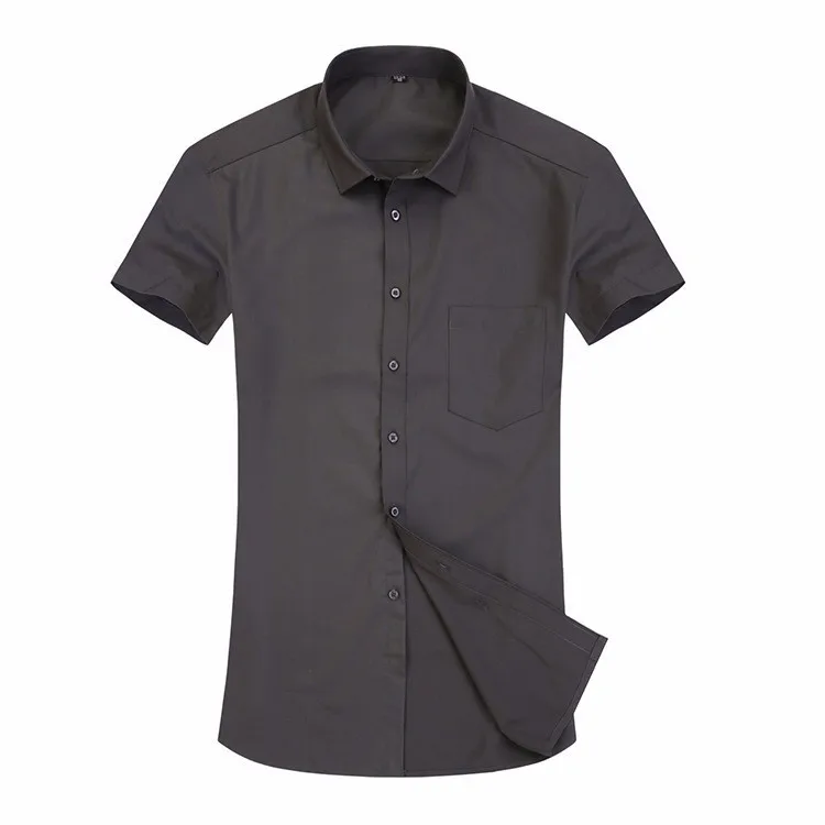 Летняя мужская деловая рубашка с коротким рукавом, Мужская профессиональная рабочая Высококачественная однотонная свободная одежда, рубашки XS-5XL M073