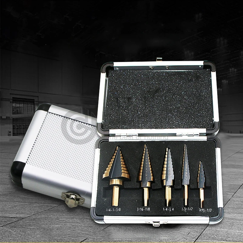 

5pcs Step Drill Bit Set Hss Cobalt Multiple Hole 50 Sizes SAE Step Drills 1/4-1-3/8 3/16-7/8 1/4-3/4 1/8-1/2 3/16-1/2 Drill Bits