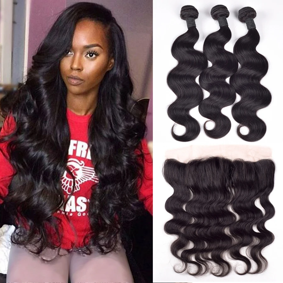 Malaysian Body Wave With Closure 13x4 Ear To Ear Lace Frontal Closure With Bundles Malaysian Virgin Hair With Closure Human Hair