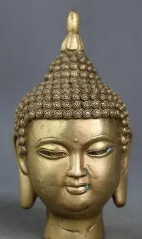 

6.4" Chinese Buddhism Brass Shakyamuni Amitabha Buddha Buddha Head Bust Statue