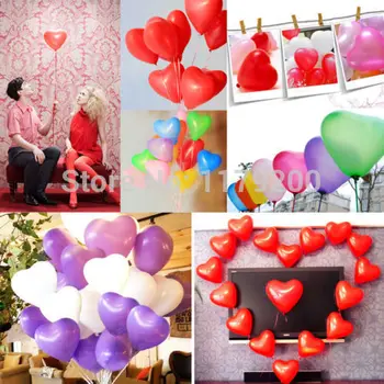 

100 pcs/lot Heart Shape Latex Balloons Wedding Valentine's Day Bedroom Decorations Colorful Heart Ballons Suppliers