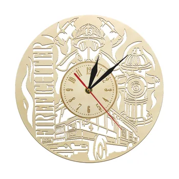 

Volunteer Firefighter Wall Clock Wooden Wall Watch Fire Depatment Wall Decor Clock Fire Emblem Gift for Firefighters Fire Chief