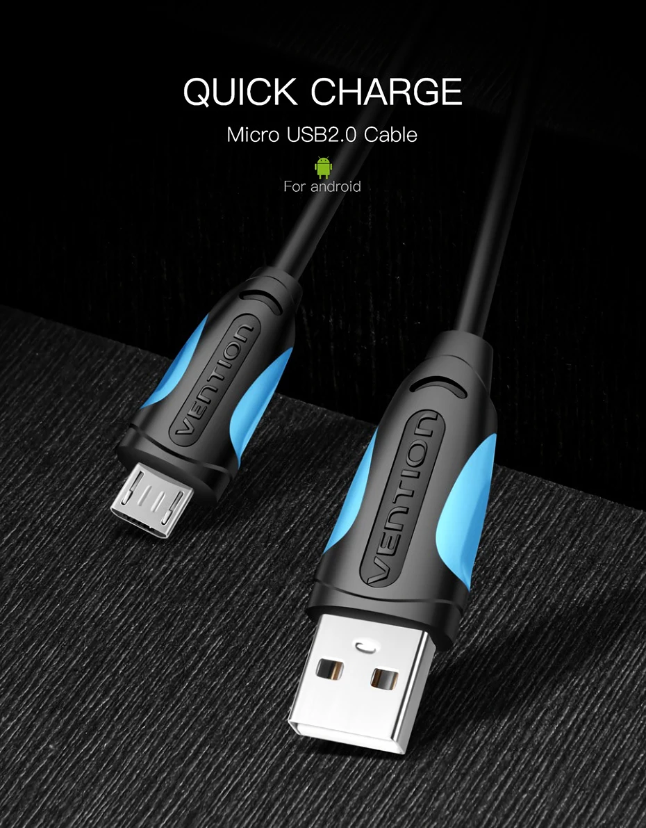 Vention Micro USB кабель провод для быстрого заряда для Android мобильного телефона синхронизации данных Кабель зарядного устройства 3 м 2 м 1 м для samsung htc Xiaomi sony