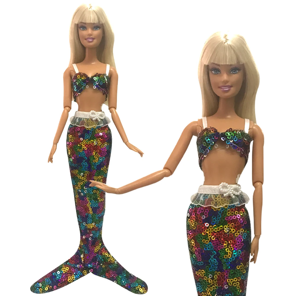 

NK One Set Princess Doll Dress Similar Fairy Tale Mermaid Tail Gown Party Colorful Outfit For Barbie Doll Best Girls' Gift 01C