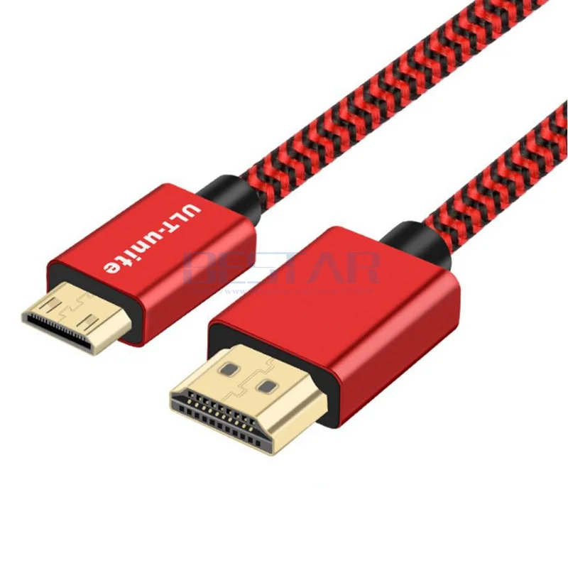 Мини-hdmi 2,0 кабель мини-hdmi в HDMI 2,0 кабель HDMI V2.0 4k 3D HD кабель 1,2 м 2 м 3 м серебристо-серый красный для HD ТВ камеры планшета ТВ