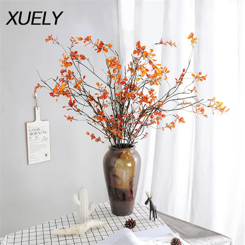 

107cm winding tree branches fake flowers withered branches vines Wedding ceiling Artificial flowers real touch autumn leaves