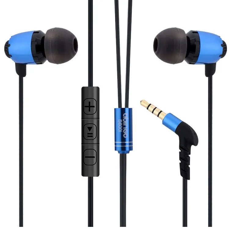 Abingo S600i вкладыши бас гарнитура с микрофоном стерео Hifi наушники 3,5 мм разъем проводные наушники регулятор громкости для Xiaomi/samsung - Цвет: S600i Blue