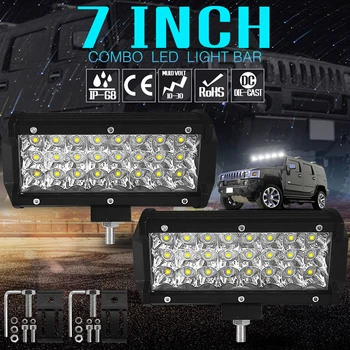 

7 inch 72W 12-24V IP68 LED Work Light Bar Lamp LED Strip Light for Motorcycle Car Boat Off Road Truck SUV ATV Spot Flood Light