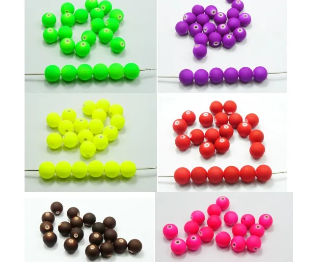 

200 Mixed Matte Fluorescent Neon Beads Acrylic Round Beads 8mm(0.32")