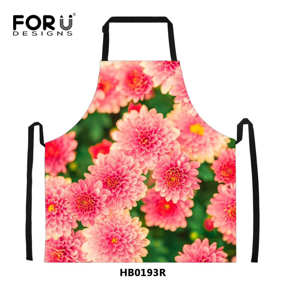 Novelty 3d Floral Print Aprons For Women Kitchen Cooking Cleaning Waterproof Apron Men Chef 