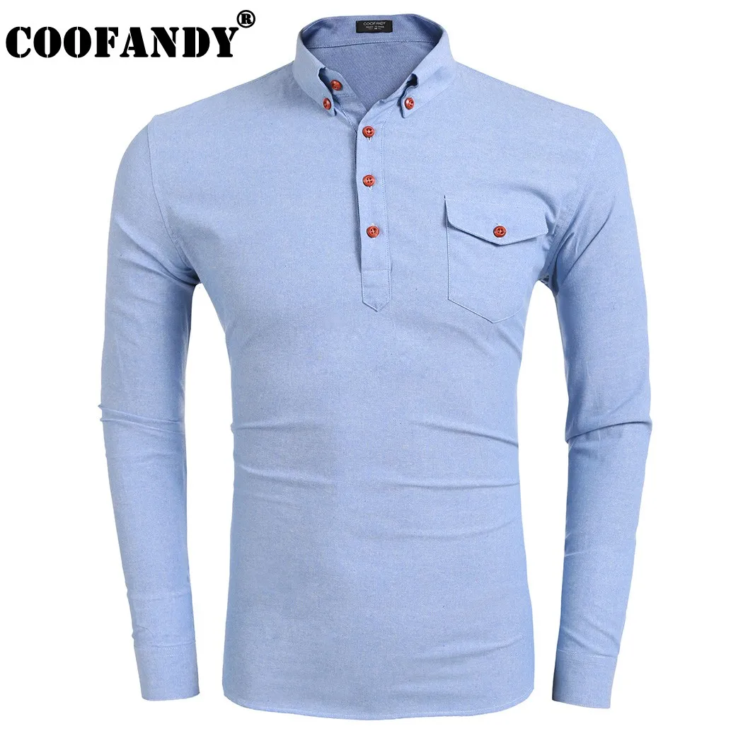 Coofandy Рубашки для мальчиков для Для мужчин мужской одежды Regular Fit Классический пуловер с длинными рукавами Рубашки домашние муж