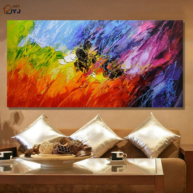 

JYJ Quality Colorful World Picture 100% Hand Painted Modern Abstract Oil Painting Canvas Wall Art Picture Gift No Framed SL052