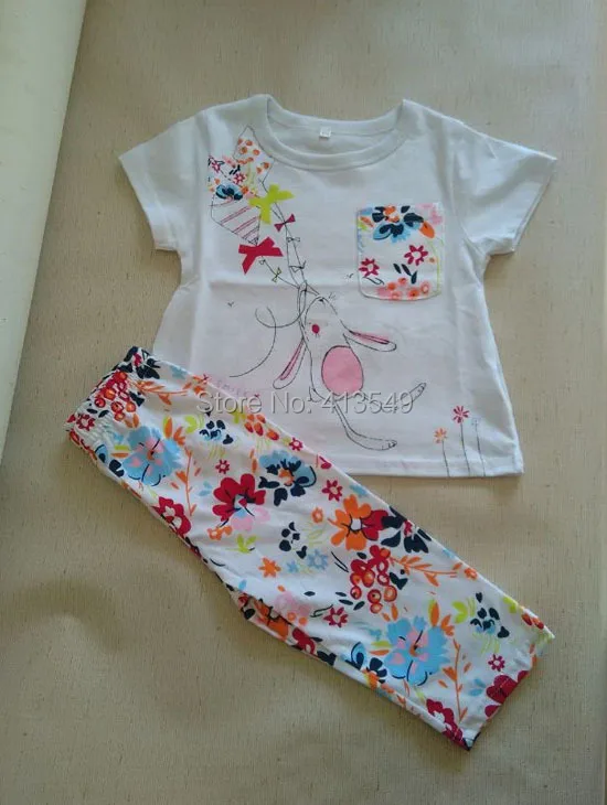LOVE DD& MM/комплекты для маленьких девочек коллекция года, повседневные футболки с короткими рукавами и цветочным принтом+ штаны, костюмы Infait, одежда для малышей