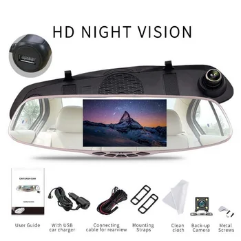 

Car Dash Camera Driving Recorder 5 inch IPS 1080P HD Dual Lens 170 Degrees Night Vision RearView Mirror Parking Monitor