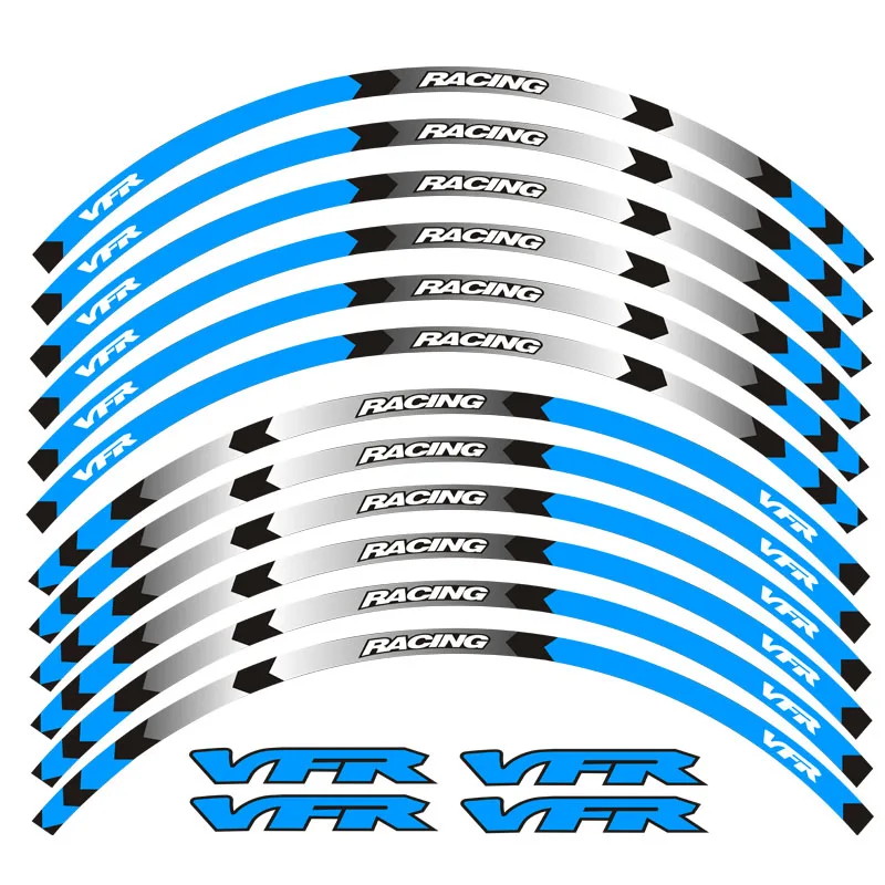 Горячая 7 стильных наклеек для колесных дисков мотоцикла 17 дюймов колеса для Honda VFR VFR750 VFR800 VFR1200 VFR1200F - Цвет: A bule