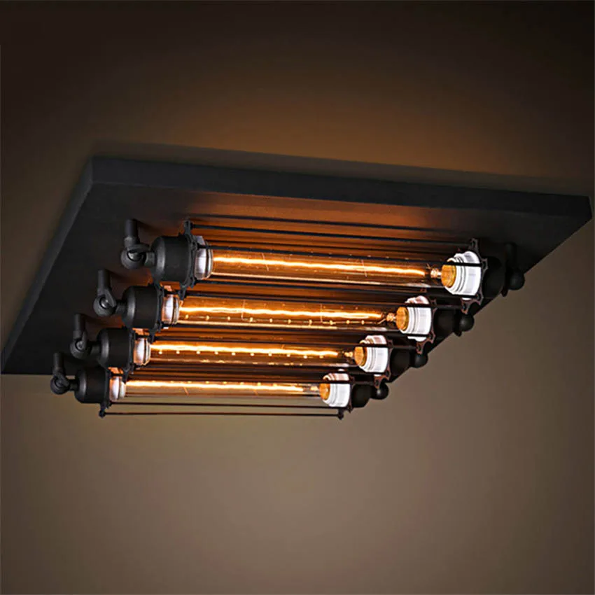 

RH Loft Style North American Retro Metal Punk four lamps Ceiling lamp Vintage Alcatraz Island Ceiling light for restaurant