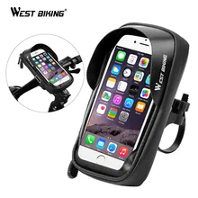 West Biking 360 Rotation Bicycle Phone Bag Waterproof Touch Screen 6 Inch Mobile Phone Case Bag Bike Accessories Cycling Bags