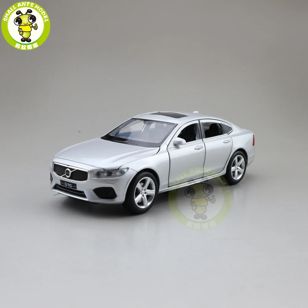 1/32 JACKIEKIM Volvo S90 литая модель автомобиля игрушки для детей Подарки для мальчиков девочек звуковое освещение - Цвет: Silver(only car)