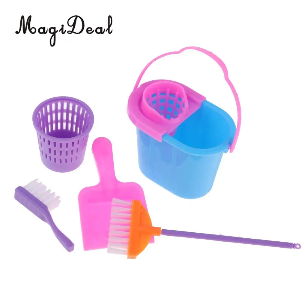 Miniature 15 Pieces Cleaning Tools Set Simulation Baby Supplies for 9-11inch Reborn Doll MellChan Doll Bedroom Accessories