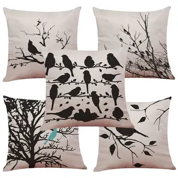 

45cm*45cm Cushion cover The cuckoo on the branch linen/cotton sofa pillow case Home decorative pillow covers