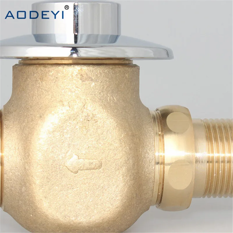 AODEYI Toilet Flush Valve Manual Bathroom Stool Brass Valve Self-Closing Flush Time-Extended Press Type In Wall Delay Urinal