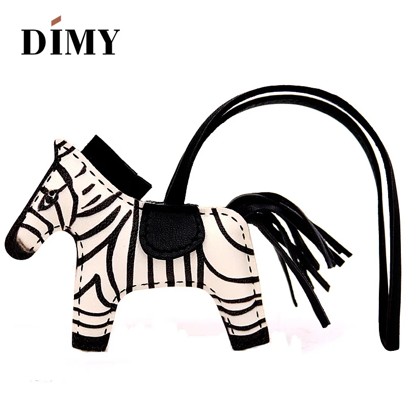 Премиум кожа ягненка лошадь орнамент женская сумка Шарм ручной работы сумка Конный кошелек держатель с подвеской украшение автомобиля кулон - Цвет: zebra black