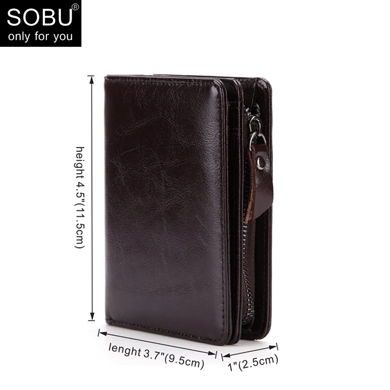 

Genuine Leather Men Short Wallet Man Cowhide Zipper Coin Purse Small Brand Male Multifunctional Wallet Carteira For Rfid N100