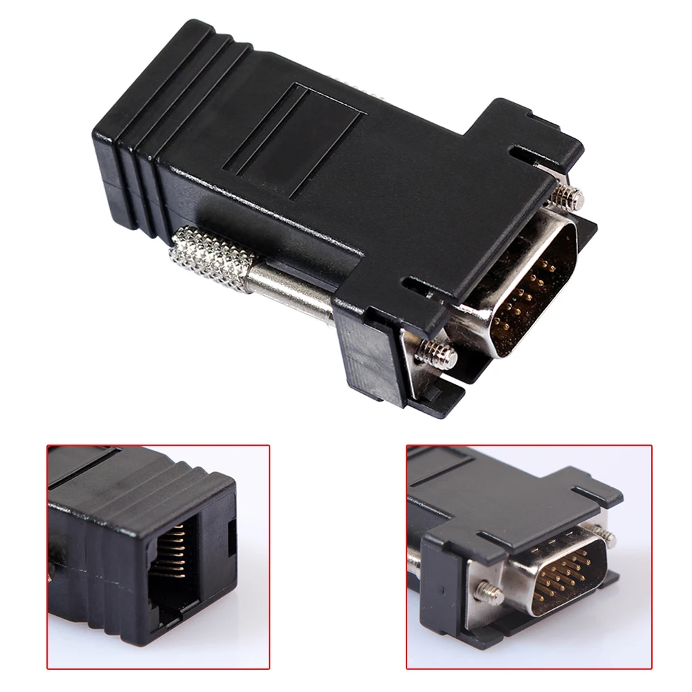 VGA удлинитель Женский/штекер к локальной сети Cat5 Cat5e/6 RJ45 Ethernet Женский адаптер мужчин и женщин VGA к RJ45 конвертер разъем