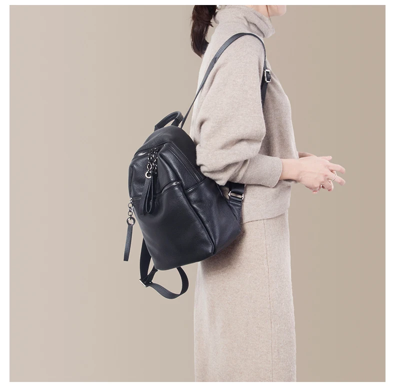 Real Genuine Leather Women's Backpack Female Real First Layer Cow Leather Ladies' Backpacks Travel ipad Cowhide Bags (7)