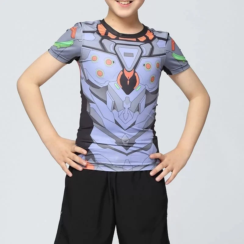 Детская компрессионная футболка marvel с Бэтменом, колготки для фитнеса, быстросохнущая футболка с короткими рукавами для кроссфита, летние футболки, топы, одежда