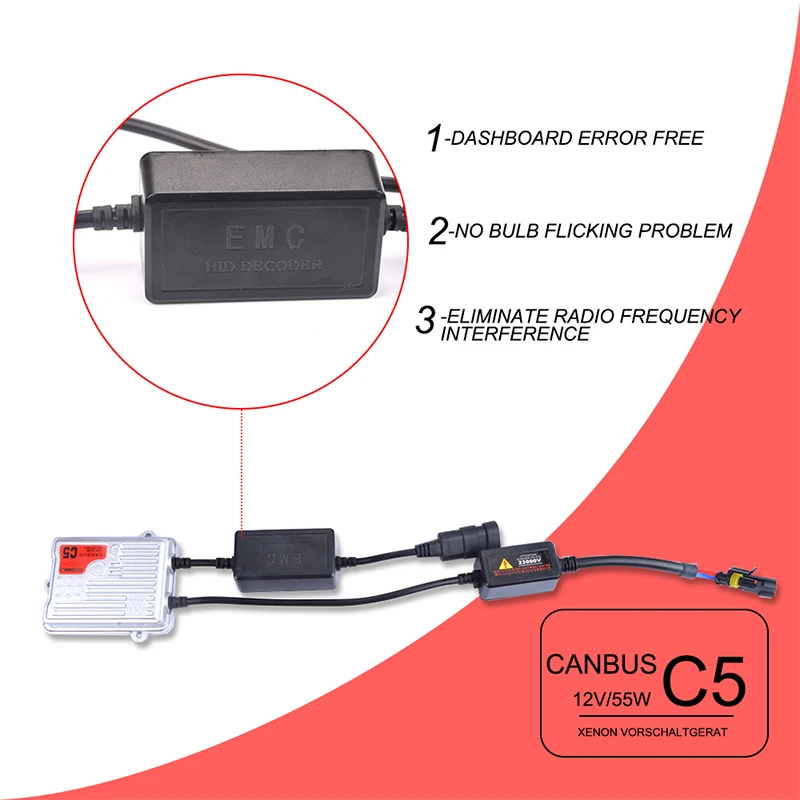 55 W CANBUS переменный ток балластный резистор HID лампы ксеноновые фары для автомобиля модернизации Conversion Kit H1 H3 H7 H11 9005 HB3 9006 HB4 6000 K 4300 K 8000 K