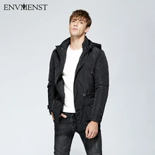 Env для мужчин st новая простая Толстая Парка мужская куртка модная с капюшоном съемный комплект из двух предметов Длинные парки мужское зимнее пальто