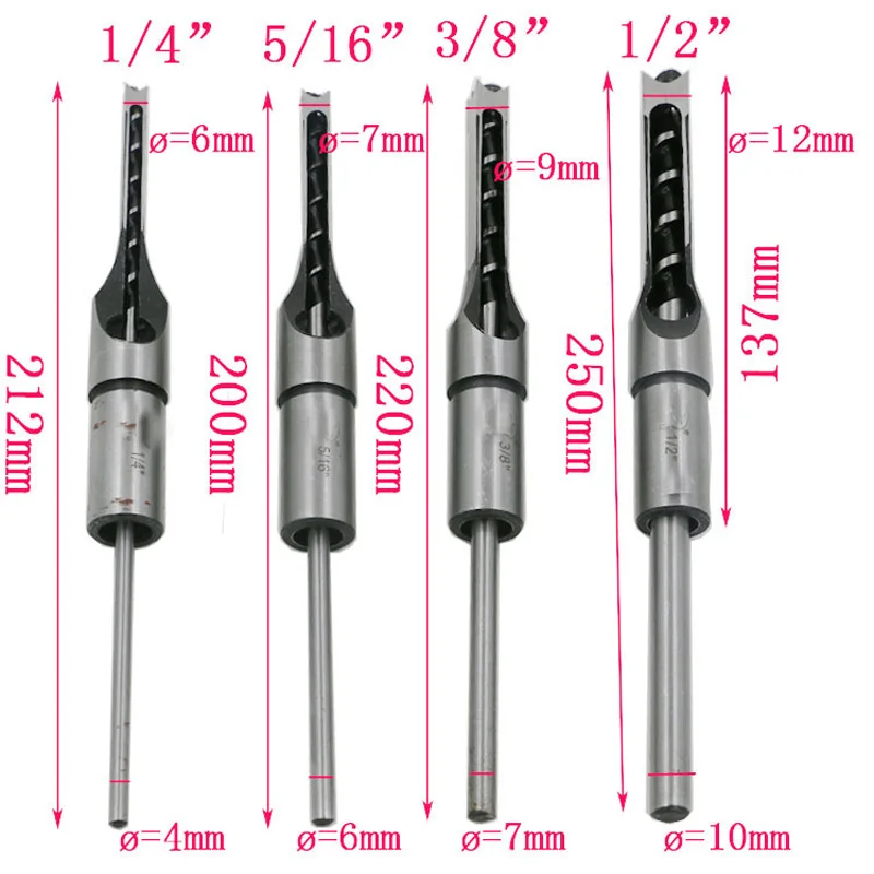 1/2 ''3/8'' 5/16 ''1/4'' высокой твердостью HSS квадратное отверстие Mortiser сверло долбежные долото Деревообработка Электрический дрель Инструменты бит