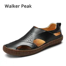 Брендовая защита для пальцев ног мужские сандалии, натуральная кожаная мягкая подошва повседневная обувь для мужчин, Качественная мужская обувь для пляжного отдыха Уокер пик