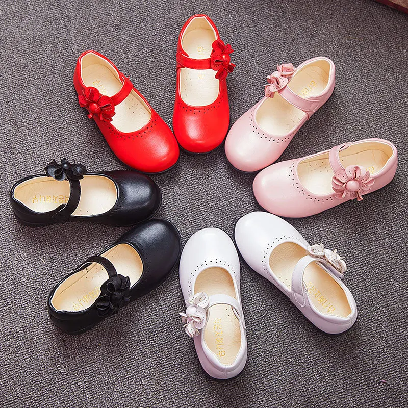 Новая Осенняя детская обувь принцессы для девочек, школьная черная кожаная обувь для студентов, модельные туфли для девочек 24 м, От 3 до 16 лет, черный, розовый, белый цвет
