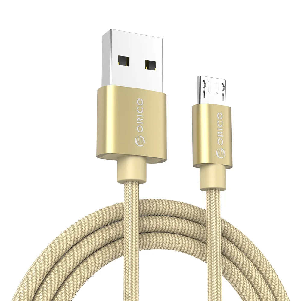ORICO 2.4A Micro USB кабель нейлон быстрое зарядное устройство кабель для передачи данных Универсальный Android мобильный телефон зарядный кабель для samsung Xiaomi LG - Цвет: Золотой
