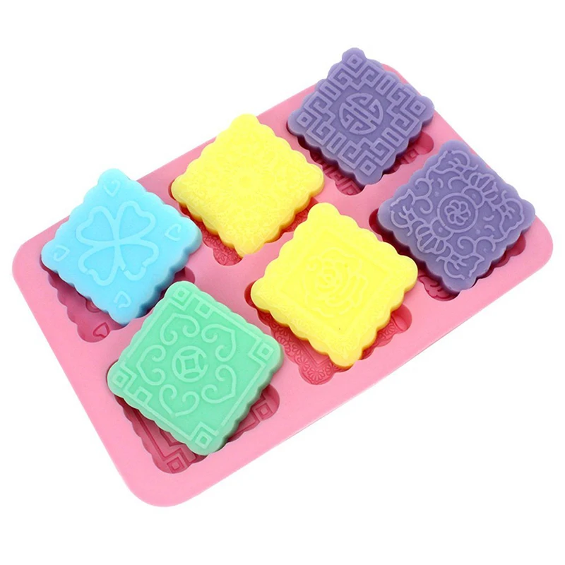 Food Grade 6 Holes Silicone Moon Cake Mold DIY Cake Chocolate Cookie Soap Jelly Handmade Tools Kitchen Baking Supply