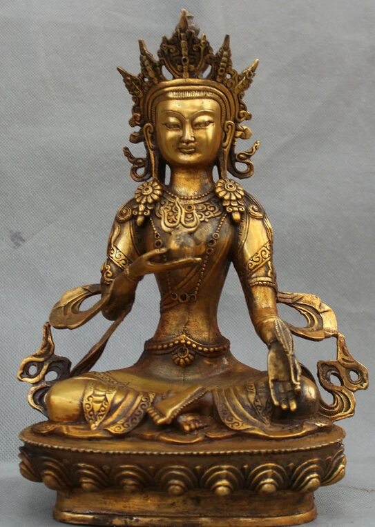 

USPS to USA S2097 12" Tibet Tibetan Bronze Gilt Buddhism Ksitigarbha Bodhisattva Buddha Statue (B0328)