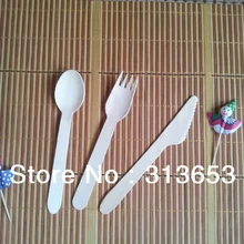 Деревянные столовые приборы нож вилка ложка столовые приборы Экологичные Для вечерние свадьбы мороженое небольшой кекс Березовое дерево