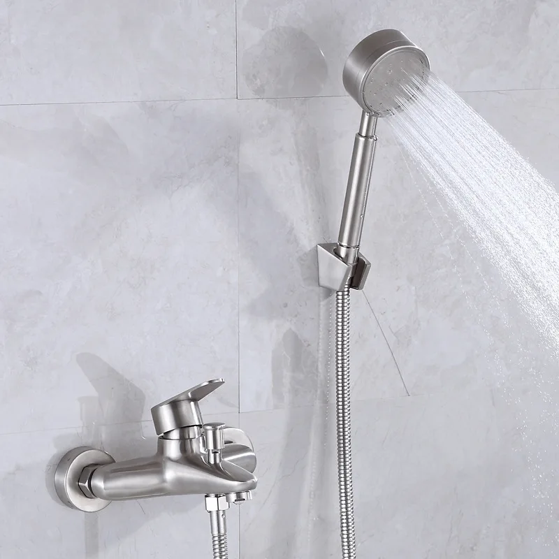 

304 stainless steel shower sanlian bibcock of cold and hot mix water valve simple single function shower faucet