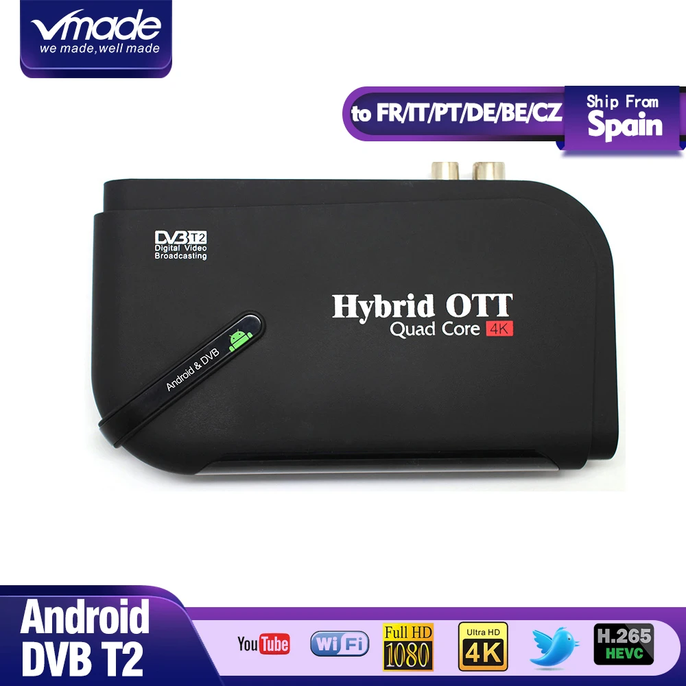 ТВ-приставка DVB-T2& MI Smart 4K Ultra HD 1G 8G Android 7,1 Восьмиядерный приёмник для эфирного ТВ Google, медиаплеер, телеприставка