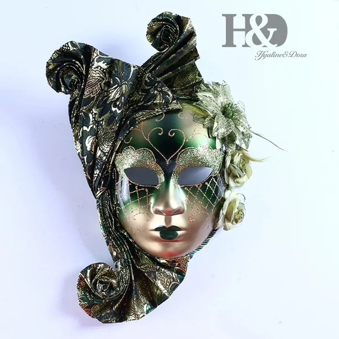 H& D 8 цветов головной убор полное лицо Маскарадная маска для Венецианского маскарада настенная маска карнавальный костюм Fanshaped маска Mardi Gras подарки - Цвет: Type 7