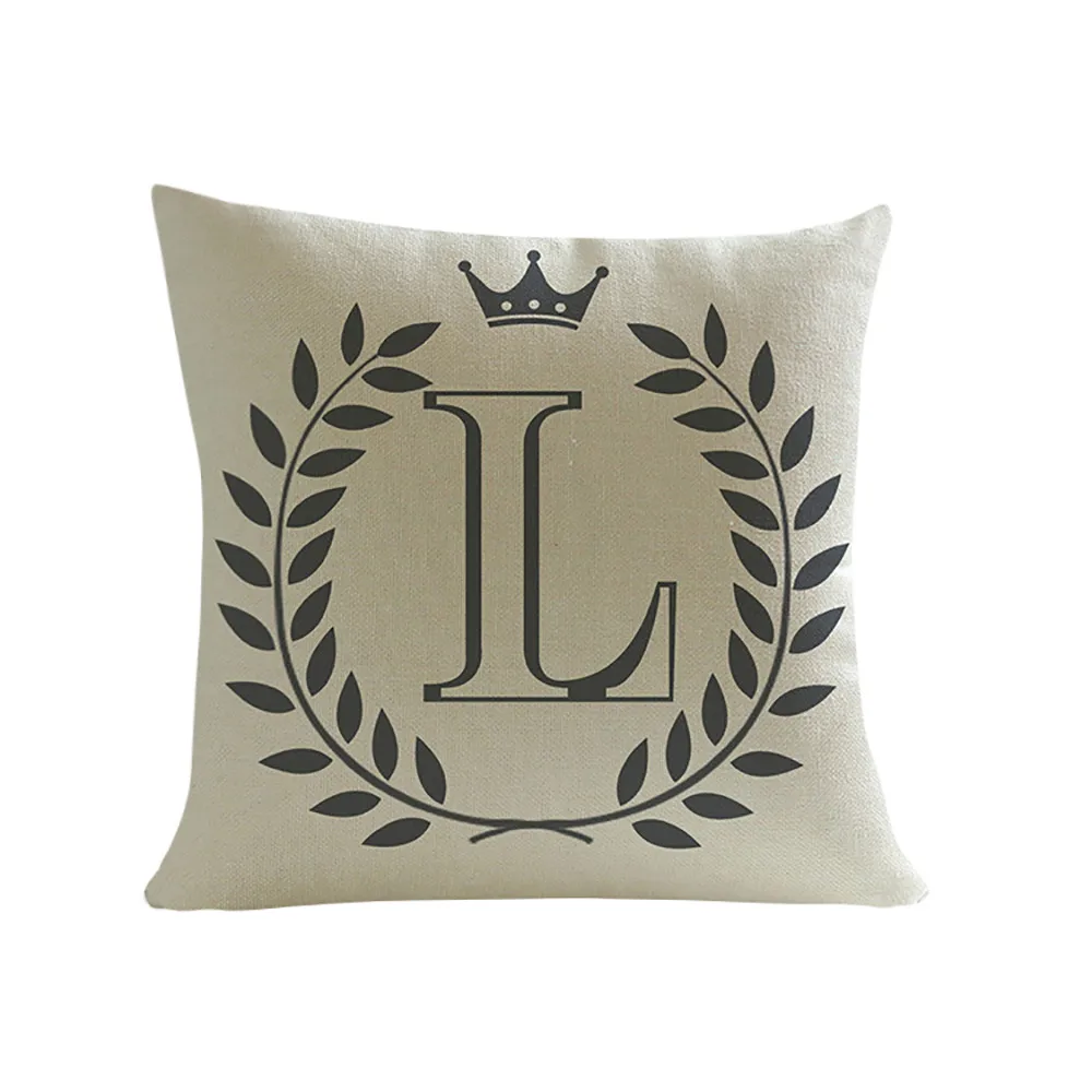 

Letters Pattern Cotton Linen Cushion Cover Throw Pillow Case Sofa Home Decor LOVE Dobby Throw Waist for Home Decor