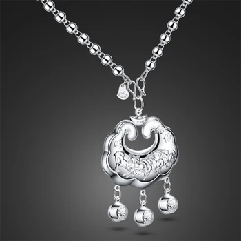 

National Style 925 Sterling Silver Necklace Women's China Pendant Solid Silver Necklace 46-71cm Size Retro Argent bijoux
