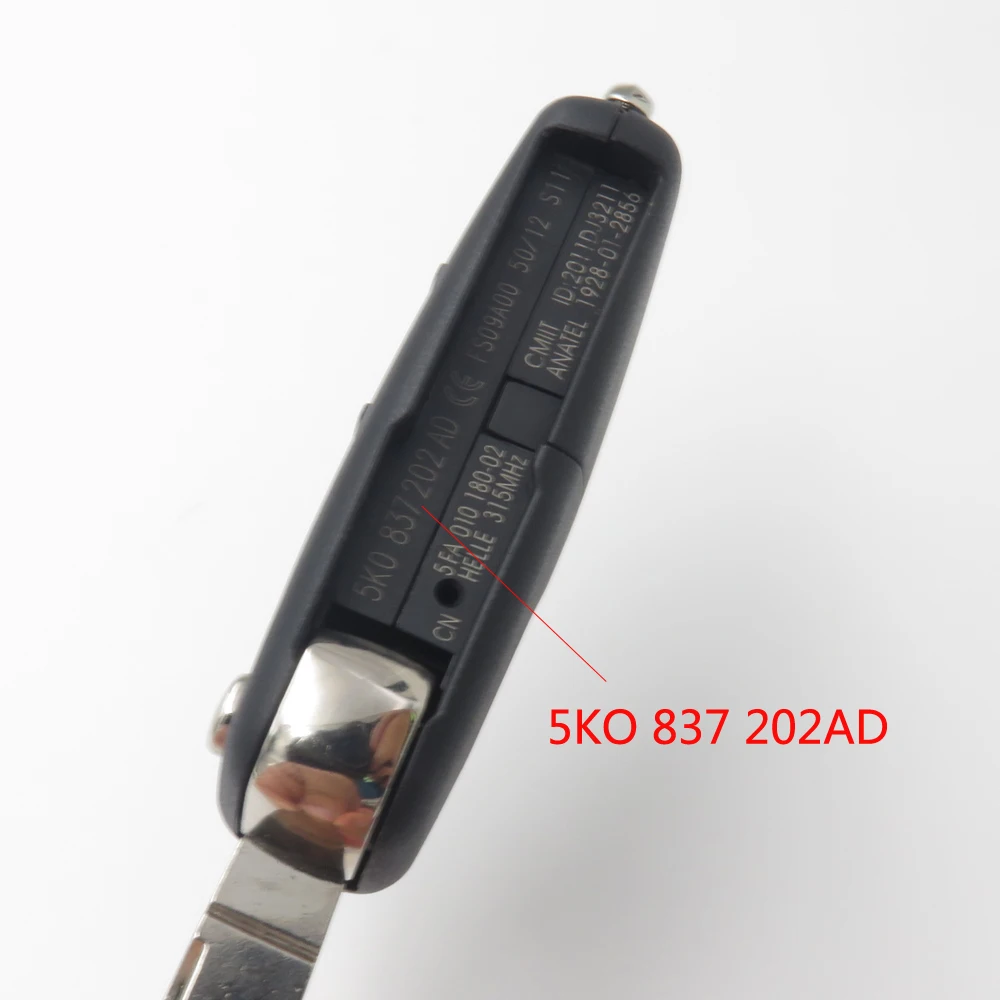 5K0837202AD 3 кнопки флип-брелок дистанционный складной ключ оболочка для VW Tiguan Golf Sagitar Polo MK6 Touareg без логотипа
