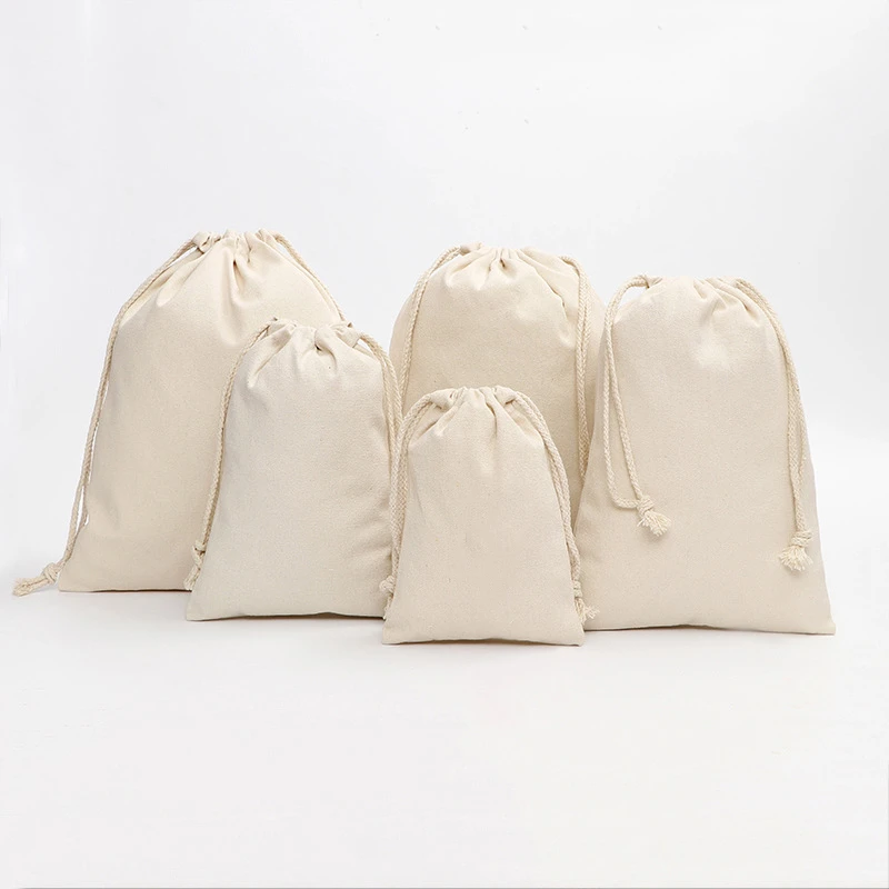 Calico Drawstring Bags Bulk Calico Bags Cotton Tote Bag Pack of 20pcs Canvas Drawstring Gift Bag
