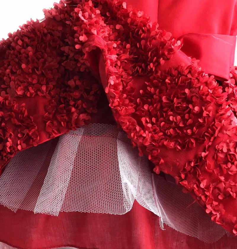 Рождественское платье для девочек; вечерние платья для девочек с красными лепестками на свадьбу; Детские костюмы; disfraz infantil От 1 до 6 лет