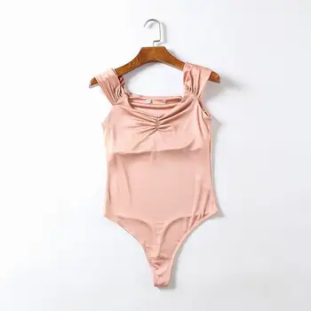 

2019 Summer New Fashion Women Sexy Pure Color Stretch Body Vest Lady Slim V Collar Conjoined Clothes Bodysuits Playsuit Overalls